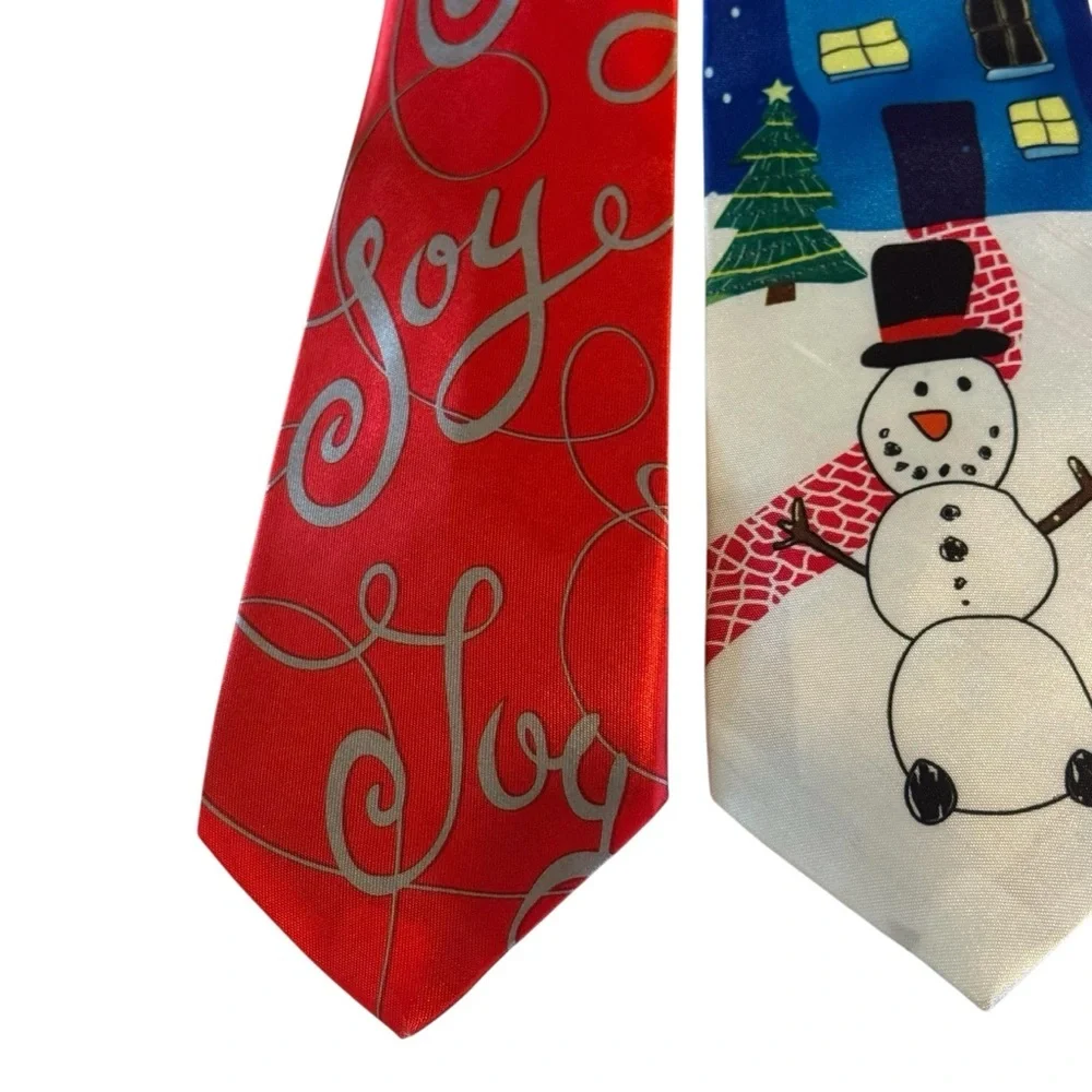 Ho ho ho Five men’s Christmas holiday ties joy snowman sleigh Santa Claus